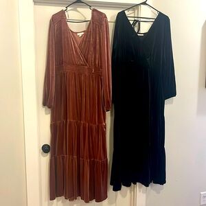 Lot of Two- Knox Rose Velvet Dresses-XXL